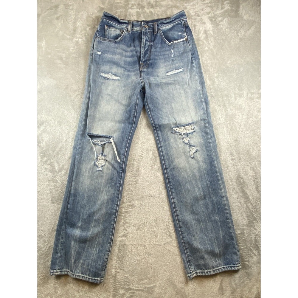 7 For All Mankind Womens Jeans‎ Easy Straight Size 28 Blue Distressed